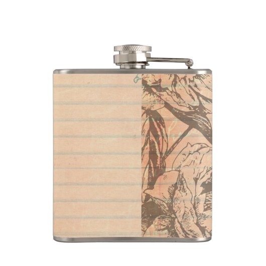 Shabby Chique Oude Verouderde Papier Monogram Whis Heupfles (Achterkant)