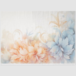 Shabby chique pastel blauw en roze bloemen tissuepapier