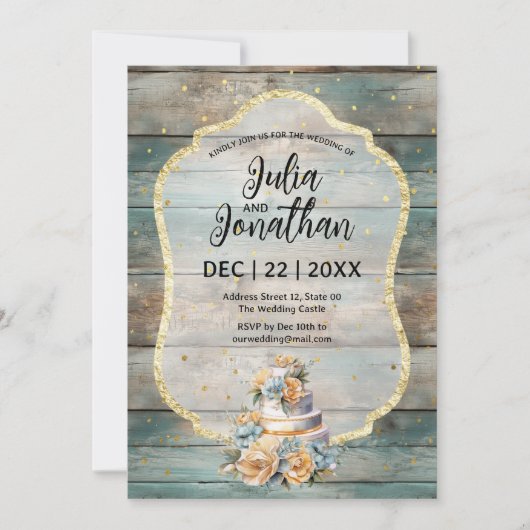 Shabby Chique Pastel Houten Bruiloft Uitnodiging (Voorkant)