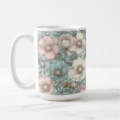 Shabby Chique Pastle Roze en Blauwe Poppy Bloemen Koffiemok (Links)