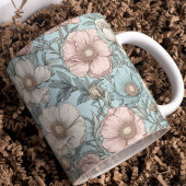 Shabby Chique Pastle Roze en Blauwe Poppy Bloemen Koffiemok
