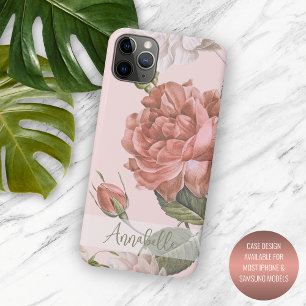 Shabby Chique Perzik Blush Roze Rozen Bloemen Patr Case-Mate iPhone Case