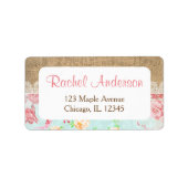 Shabby chique retour adreslabels etiket (Voorkant)