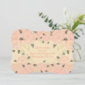 Shabby chique roze en perzik bloemige uitnodiging (Staand voorkant)