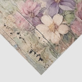 Shabby Chique  Roze Paarse Witte Bloemen Tissuepapier (Detail)