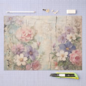 Shabby Chique  Roze Paarse Witte Bloemen Tissuepapier (Craft)