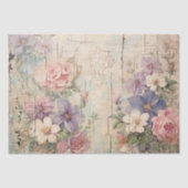 Shabby Chique Roze Paarse Witte Bloemen Tissuepapier (Voorkant)