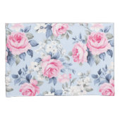 Shabby chique roze rozen en witte bloemen patroon kussensloop (Voorkant-Rechts)