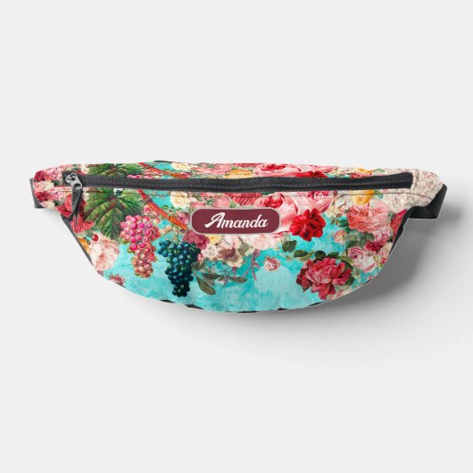  shabby chique rozen en vaas blauw bedrukt heuptasje (Liggend)