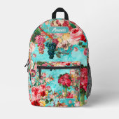  shabby chique rozen en vaas blauw bedrukte rugzak (Voorkant)