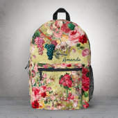  shabby chique rozen en vaas geel bedrukte rugzak