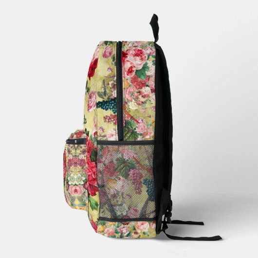  shabby chique rozen en vaas geel bedrukte rugzak (Rechts)