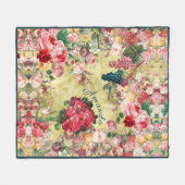 shabby chique rozen en vaas geel fleece deken (Voorkant (Horizontaal))