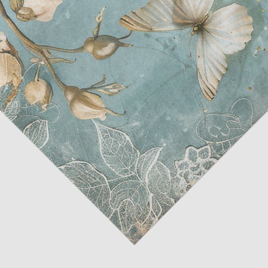  shabby chique vlinder & rozen tissue papier (Detail)