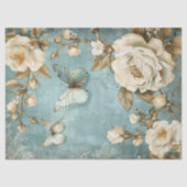  shabby chique vlinder & rozen tissue papier (Voorkant)