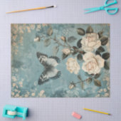  shabby chique vlinder & rozen tissue papier (Craft)