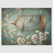 shabby chique vogel hoesje met blush rozen tissuepapier (Voorkant)