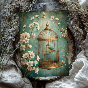 shabby chique vogel hoesje met blush rozen tissuepapier