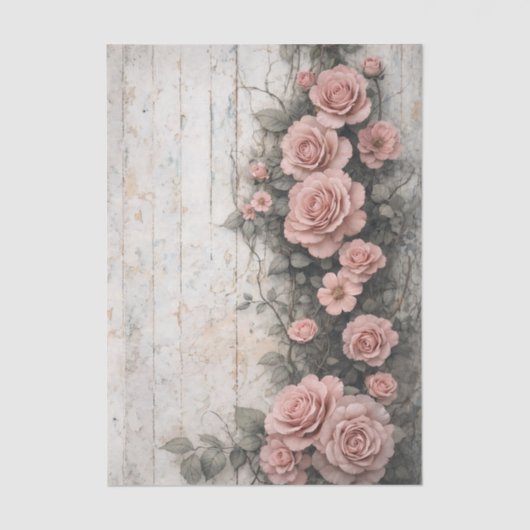 Shabby Climbing Pale Pink Roses FD9R Decoupage Tissuepapier (Voorkant)