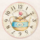 Shabby Clock Teapot Teatime Tea Party Onderzetters (Voorkant)
