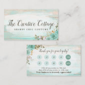 Shabby Cottage Chic Rustiek Hout Bloemen Loyalitei Visitekaartje (Voorkant / Achterkant)