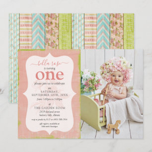Shabby Cottage Pink Rose Baby Girl Foto Kaart