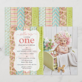 Shabby Cottage Pink Rose Baby Girl Foto Kaart