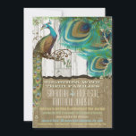 Shabby Country Peacock  3 Veters Old Wood Kaart<br><div class="desc">Rustic Aqua en Brown Peacock Weddings Meer Shabby Country Peacock Uitnodigingen</div>