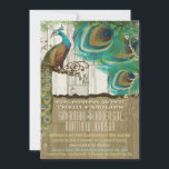 Shabby Country Peacock  3 Veters Old Wood Kaart<br><div class="desc">Rustic Aqua en Brown Peacock Weddings Meer Shabby Country Peacock Uitnodigingen</div>
