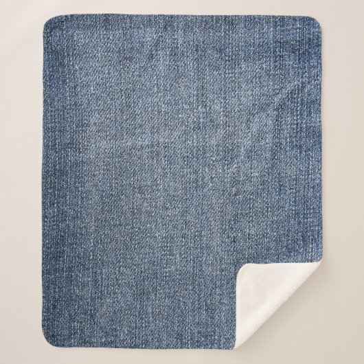 Shabby denim: blauwe jeans textuur sherpa deken (Voorkant)