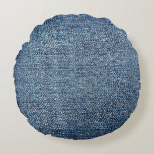Shabby denim textuur voor achtergrond. Blauwe spij Rond Kussen
