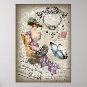 shabby elegance chandelier  Victoriaans Poster