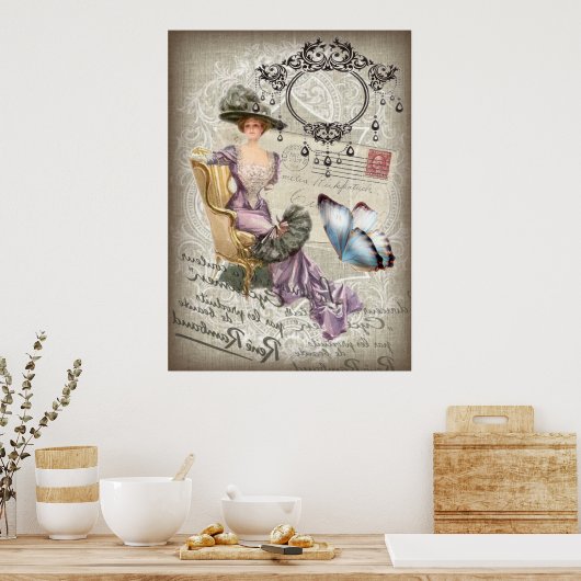 shabby elegance chandelier  Victoriaans Poster (Keuken)