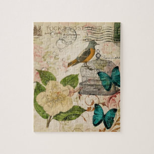 shabby elegance florale vogel frans botanisch legpuzzel