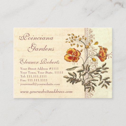 Shabby Elegance  Poinciana Flowers Visitekaartje (Voorkant)