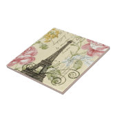 shabby elegance yellow roze floral eiffel tower tegeltje (Zijkant)