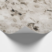  shabby elegant witte grijze rozen floraal cadeaupapier (Hoek)