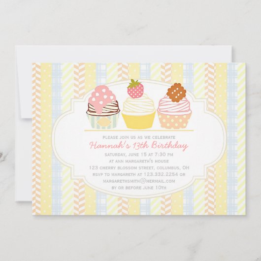  Shabby en Chic Cute Cupcake Party Kaart (Voorkant)