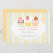  Shabby en Chic Cute Cupcake Party Kaart (Voorkant / Achterkant)