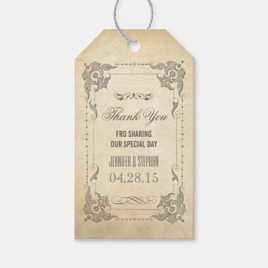  Shabby en Chic Wedding Dank je Cadeaulabel (Voorkant)