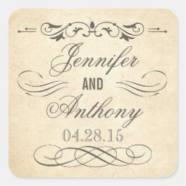  Shabby en Chique bruiloft Vierkante Sticker