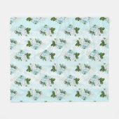 Shabby Floral Aqua Series Design 1 Fleece Deken (Voorkant (Horizontaal))