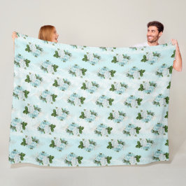 Shabby Floral Aqua Series Design 1 Fleece Deken