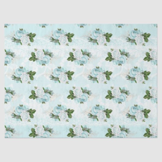 Shabby Floral Aqua Series Design 1 Tissuepapier (Voorkant)