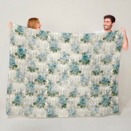 Shabby Floral Aqua Series Design 2 Fleece Deken
