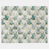 Shabby Floral Aqua Series Design 2 Fleece Deken (Voorkant (Horizontaal))