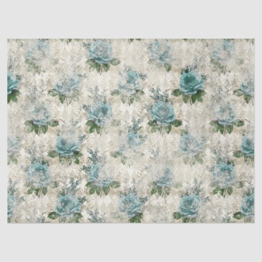Shabby Floral Aqua Series Design 2 Tissuepapier (Voorkant)