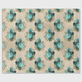 Shabby Floral Aqua Series Design 3 Cadeaupapier (Vlak)