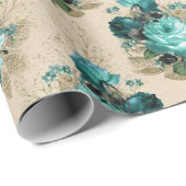Shabby Floral Aqua Series Design 3 Cadeaupapier (Rol Hoek)