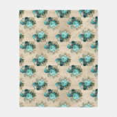 Shabby Floral Aqua Series Design 3 Fleece Deken (Voorkant)